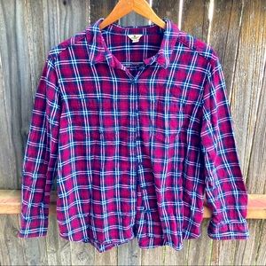 5/$20 Woolrich maroon plaid button down top XXL